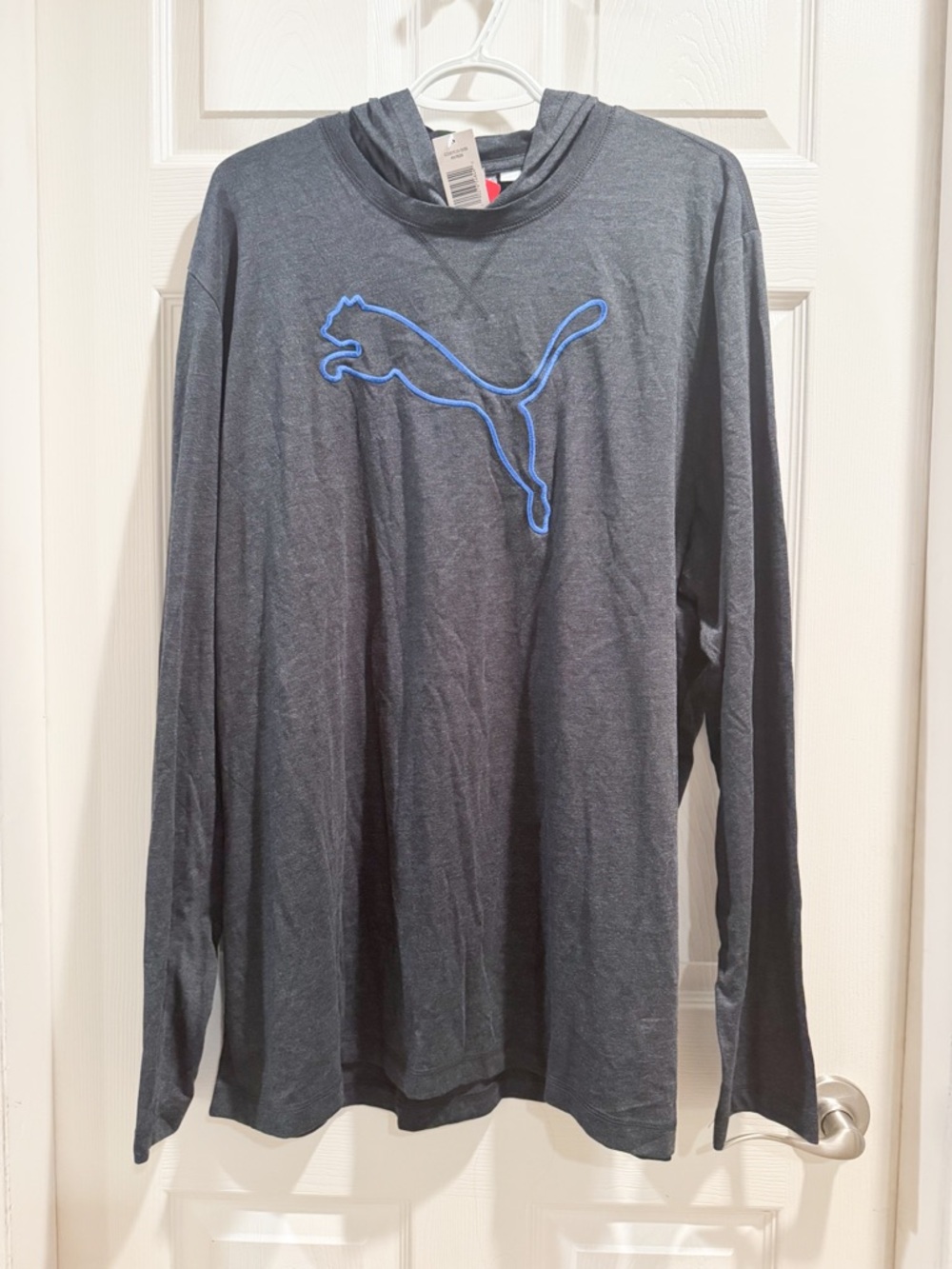 NWT Puma Dark Gray Long Sleeve Hooded Tee Shirt XXL